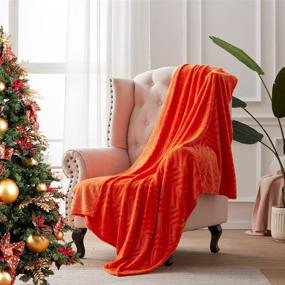 img 4 attached to Luxurious Softhug Throw Blanket: Super Soft Fleece Microfiber for Cozy Comfort 🔥 - Ideal for Couch, Bed, Car, Living Room - Vibrant Orange, 50'' x 60''