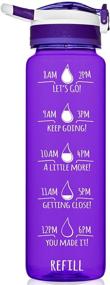 img 1 attached to 🚰 HydroMATE 32 oz Water Bottle: Stay Hydrated with Motivational Time Markings and Straw - BPA Free, Leak Proof, Reusable Design for Daily Water Intake Goals