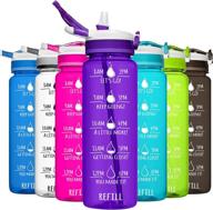 🚰 hydromate 32 oz water bottle: stay hydrated with motivational time markings and straw - bpa free, leak proof, reusable design for daily water intake goals logo