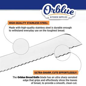 img 3 attached to 🔪 Orblue Serrated Bread Knife - Upgraded Stainless Steel Razor Sharp Wavy Edge - Ideal for Slicing Homemade Bread, Bagels, and Cake (8-Inch Blade with 5-Inch Handle)