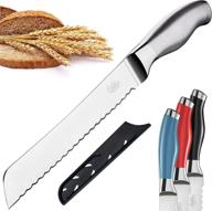 🔪 orblue serrated bread knife - upgraded stainless steel razor sharp wavy edge - ideal for slicing homemade bread, bagels, and cake (8-inch blade with 5-inch handle) logo