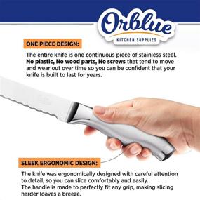 img 2 attached to 🔪 Orblue Serrated Bread Knife - Upgraded Stainless Steel Razor Sharp Wavy Edge - Ideal for Slicing Homemade Bread, Bagels, and Cake (8-Inch Blade with 5-Inch Handle)