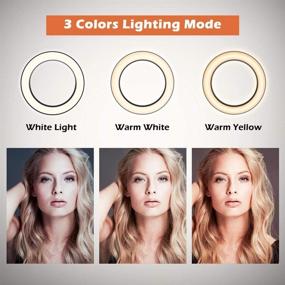 img 3 attached to 🎥 UBeesize Dimmable Mini LED Ring Light for YouTube Videos, Selfie Makeup with iPhone/Android Phone - 3 Colors Mode & 10 Level Brightness (3000K-5000K)