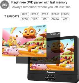 img 2 attached to 📺 NAVISKAUTO 12-inch Dual Screen Portable DVD Player for Car with Rechargeable Battery, Last Memory, USB/SD Card Playback Support