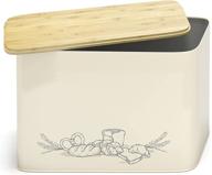 🍞 space-saving vertical bread box with bamboo cutting board lid - holds 2 loaves - cream farmhouse bread holder by cooler kitchen logo