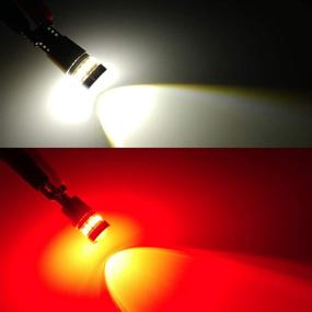 img 3 attached to iBrightstar Newest 12-24V Super Bright LED Bulbs for Car Truck 3rd Brake Lamp Cargo Lights - White/Red