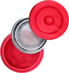 img 2 attached to 🥓 Bacon Grease Oil Container with Stainless Strainer - Paleo Keto Pour Spout - Ceramic Porcelain Stoneware Fat Separator Filter - Multiple Colors (RED)