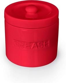 img 3 attached to 🥓 Bacon Grease Oil Container with Stainless Strainer - Paleo Keto Pour Spout - Ceramic Porcelain Stoneware Fat Separator Filter - Multiple Colors (RED)