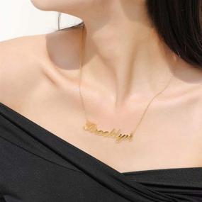 img 3 attached to 💎 Personalized Name Necklace - MONOOC Customized Stainless Steel Name Plate in 14K Gold Plated, Rose Gold or Silver Color for Women, Men, and Girls