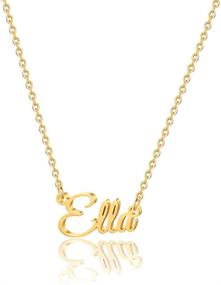img 4 attached to 💎 Personalized Name Necklace - MONOOC Customized Stainless Steel Name Plate in 14K Gold Plated, Rose Gold or Silver Color for Women, Men, and Girls