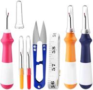 🧵 sewing seam rippers kit - includes 3 large and 2 small handy stitch rippers, 1 trimming scissor, and 1 soft tape measure - perfect for sewing and crafting - thread removal tool set (7pcs, random color) logo