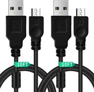 🎮 pack of 2 ps3 controller charger cables - 3m 10ft mini usb sync cord for ps move/ps3/ps3 slim wireless controllers - charge & play cable logo