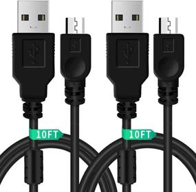img 4 attached to 🎮 Pack of 2 PS3 Controller Charger Cables - 3M 10ft Mini USB Sync Cord for PS Move/PS3/PS3 Slim Wireless Controllers - Charge & Play Cable