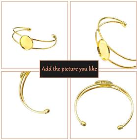 img 2 attached to 💎 5 Pack Brass 20mm Adjustable Cabochon Bezel Tray Blank Cuff Bangles Bracelet Set for DIY Jewelry Making Wristbands - AUEAR