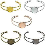 💎 5 pack brass 20mm adjustable cabochon bezel tray blank cuff bangles bracelet set for diy jewelry making wristbands - auear logo