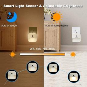 img 1 attached to Alitamei Dimmable LED Night Light: 6 Pack Plug-in Nightlight for Bedroom, Bathroom, Kitchen, Hallway, Stairs, with Dusk-to-Dawn Sensor and Warm White Glow