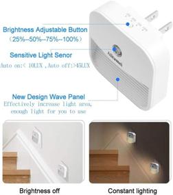 img 2 attached to Alitamei Dimmable LED Night Light: 6 Pack Plug-in Nightlight for Bedroom, Bathroom, Kitchen, Hallway, Stairs, with Dusk-to-Dawn Sensor and Warm White Glow