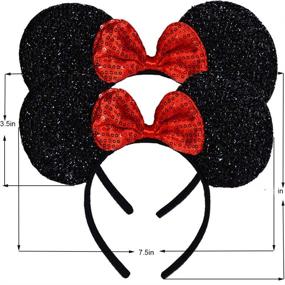 img 3 attached to 🎀 FANYITY Mouse Ears Headbands: Sparkling Sequin Hair Band for Girls, Women, and Boys Party - 2-Piece Set in Vibrant Red