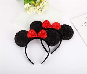 img 1 attached to 🎀 FANYITY Mouse Ears Headbands: Sparkling Sequin Hair Band for Girls, Women, and Boys Party - 2-Piece Set in Vibrant Red