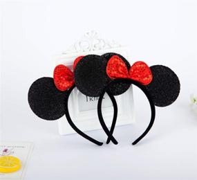 img 2 attached to 🎀 FANYITY Mouse Ears Headbands: Sparkling Sequin Hair Band for Girls, Women, and Boys Party - 2-Piece Set in Vibrant Red