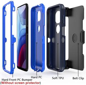 img 2 attached to 🔵 Protective Navy Blue Case for Moto G Power 2021 - Heavy Duty Armor Cover with Belt Clip Holster