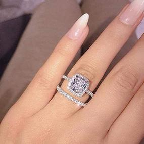 img 3 attached to 💍 Кольцо Tripmark из стерлингового серебра 925 с кубическим цирконием, обручальное кольцо Хало на годовщину свадьбы, обручальный комплект с имитацией бриллиантов для женщин (размер 9)