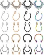 💍 d.bella non-piercing fake septum piercing faux nose rings, stainless steel clip-on nose hoop rings for lip, ear, nose, and septum - fashionable body piercing jewelry logo