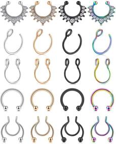 img 2 attached to 💍 D.Bella Non-Piercing Fake Septum Piercing Faux Nose Rings, Stainless Steel Clip-On Nose Hoop Rings for Lip, Ear, Nose, and Septum - Fashionable Body Piercing Jewelry