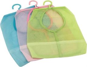 img 4 attached to 🧺 TuuTyss Multipurpose Clothespin Bag with Hanger - Hanging Storage Mesh Bag for Home Over The Door (Pack of 3) - Blue/Green/Pink