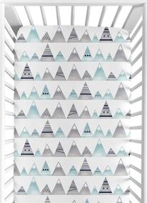 img 4 attached to Navy Blue Aztec Baby/Toddler Fitted Crib Sheet - Sweet Jojo Designs Mountains Collection