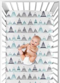 img 1 attached to Navy Blue Aztec Baby/Toddler Fitted Crib Sheet - Sweet Jojo Designs Mountains Collection