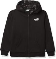 🧥 puma boys' black zip-up hoodie, size large, boys' clothing logo