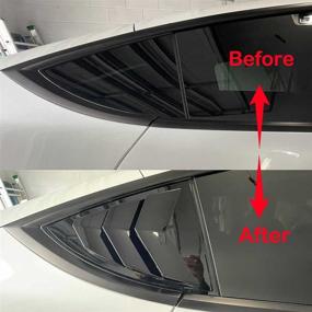 img 2 attached to Glossy Black AOSK Quarter Side Window Scoop Louvers for Tesla Model Y 2020-2021: Window Visor Cover ABS