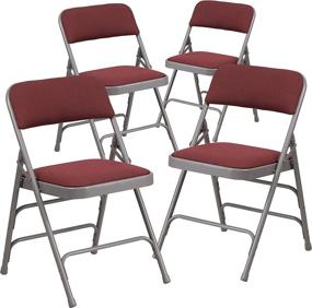 img 3 attached to 🪑 Flash Furniture 4 Pack HERCULES Series: Curved Triple Braced & Double Hinged, Burgundy Patterned Fabric Metal Folding Chairs - Convenient and Stylish Seating Solution