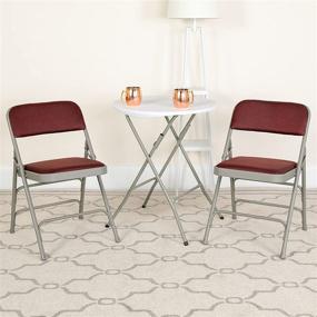 img 4 attached to 🪑 Flash Furniture 4 Pack HERCULES Series: Curved Triple Braced & Double Hinged, Burgundy Patterned Fabric Metal Folding Chairs - Convenient and Stylish Seating Solution