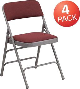 img 2 attached to 🪑 Flash Furniture 4 Pack HERCULES Series: Curved Triple Braced & Double Hinged, Burgundy Patterned Fabric Metal Folding Chairs - Convenient and Stylish Seating Solution