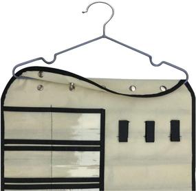 img 1 attached to 📿 Btromeshy Double-Sided Hanging Jewelry Organizer with 56 Pockets, 9 Hook and Loops - Beige