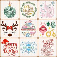 🎄 reusable plastic craft stencils 12x12 inches - merry christmas stencils template for art, drawing, painting, spraying on window, glass, door, wood - diy christmas stencils logo