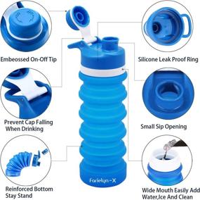 img 2 attached to 🥤 Farielyn-X 2 Pack Collapsible Water Bottle- BPA Free Silicone Foldable Water Bottle for Travel, Food-Grade Silicone Portable Leak-Proof Travel Water Bottle, 19oz (Blue & Pink)" - "Farielyn-X 2 Pack Collapsible Water Bottle- BPA Free Silicone Travel Bottle, Food-Grade Portable Leak-Proof Water Bottle, 19oz (Blue & Pink)