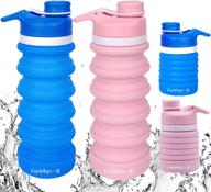 🥤 farielyn-x 2 pack collapsible water bottle- bpa free silicone foldable water bottle for travel, food-grade silicone portable leak-proof travel water bottle, 19oz (blue & pink)" - "farielyn-x 2 pack collapsible water bottle- bpa free silicone travel bottle, food-grade portable leak-proof water bottle, 19oz (blue & pink) logo