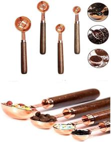 img 2 attached to 🌹 Rose Gold Stainless Steel Measuring Cups and Spoons Set with Walnut Handle – Ideal for Measuring Dry and Liquid Ingredients for Cooking and Baking – Perfect Gift (Measuring Cups and Spoons)