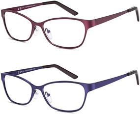 img 4 attached to Metal Frame Blue Light Blocking Reading Glasses - 2 Pack for Enhanced Eye Protection