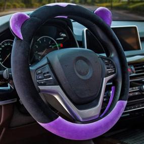 img 4 attached to ChuLian Cute Winter Warm Plush Auto Car Steering Wheel Cover For Women Girls Interior Accessories