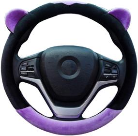 img 1 attached to ChuLian Cute Winter Warm Plush Auto Car Steering Wheel Cover For Women Girls Interior Accessories