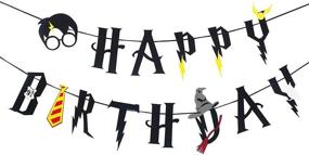img 3 attached to 🧙 DK Magical Wizard Birthday Party Supplies – Happy Birthday Banner Felt Garland Decoration, Black