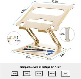 img 3 attached to 🌟 Улучшите ваш опыт работы с ноутбуком с помощью регулируемой подставки для ноутбука FYSMY - эргономичной, портативной и совместимой с MacBook, Air, Pro - золотистого цвета.