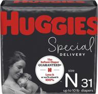 👶 huggies special delivery 31 ct hypoallergenic newborn baby diapers, softest diapers for sensitive skin (packaging may vary) logo
