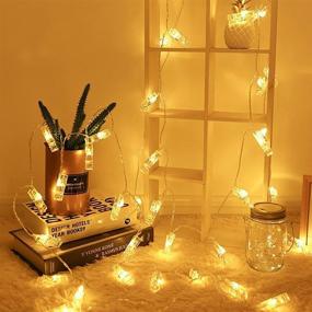 img 1 attached to 📸 LED Photo String Lights SIVMIG Fairy Twinkle Lights with 20 Photo Clips: Battery Powered Hanging Photos, Cards, or Artworks Lights for Gifts, Patio, Christmas Festival, Wedding Party, Home Decor - Warm White