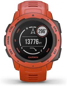 img 1 attached to Обновленные часы Garmin Instinct Red для активного отдыха: расширенная GPS, ГЛОНАСС, Галилео, контроль сердечного ритма, 3-осевой компас.