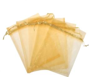 img 2 attached to 🎁 KUPOO 100 Pack Gold Organza Drawstring Gift Bags: Ideal for Parties, Games, and Weddings!